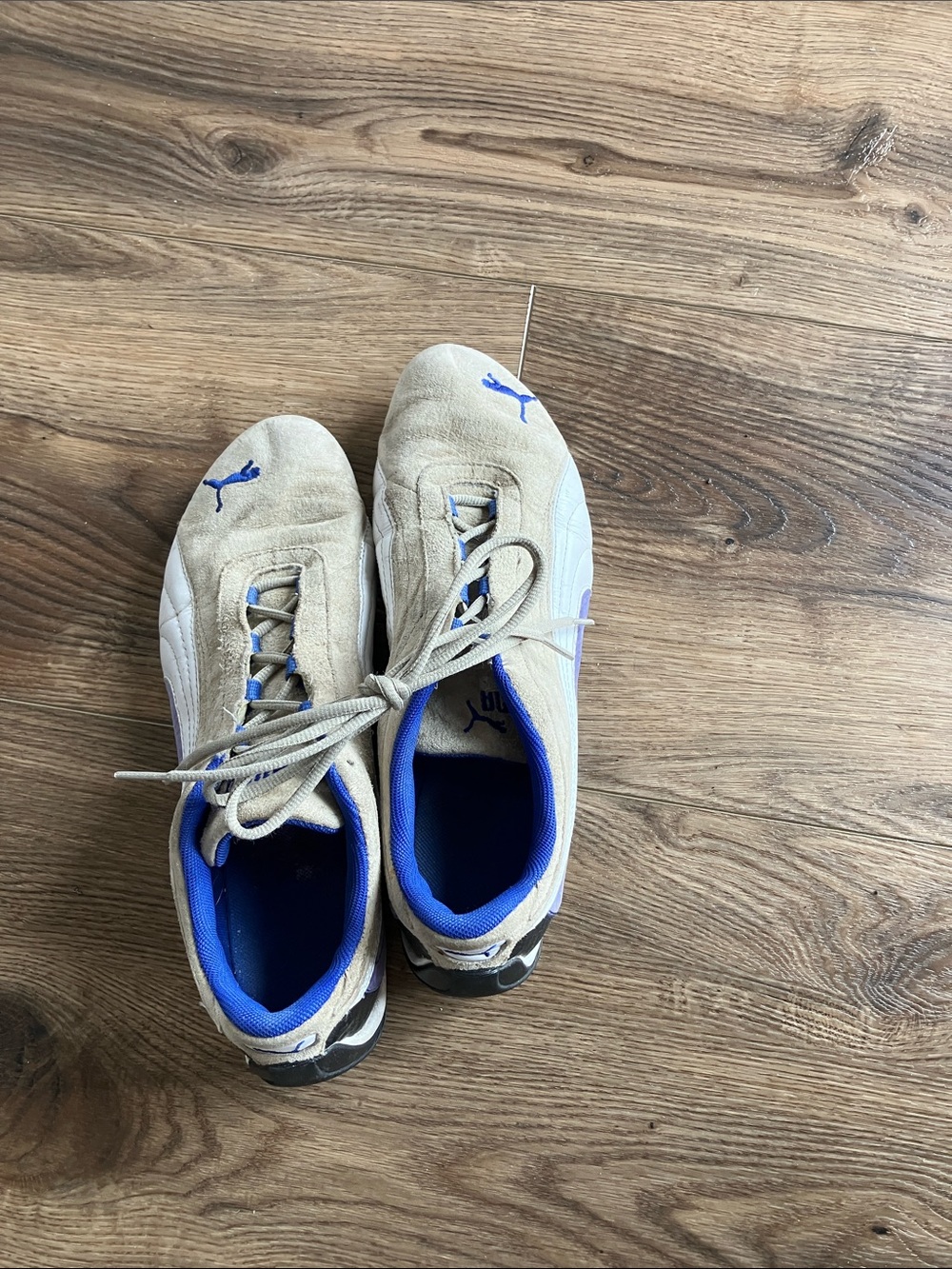 Puma women’s Beige Sneakers with Blue Accents